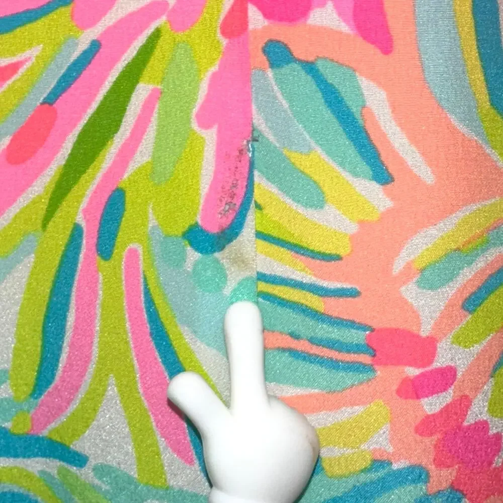 Lilly Pulitzer Dusk Colorful Neon ‘Lovers Coral’ Silk Mini Slip Dress Size M